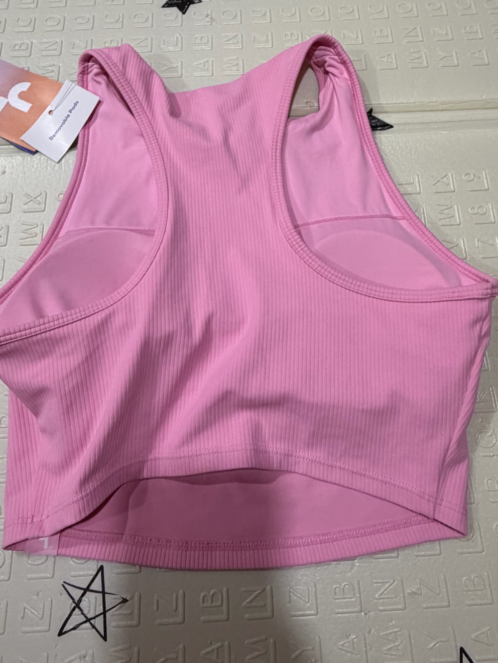 JoyLab Pink Ribbed Lace-Up Crop Tank - Picture 4 of 5